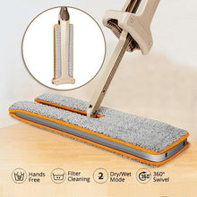 Load image into Gallery viewer, Self-Wringing Double-Sided Flat Microfiber Mop & Broom With 360 degree Spin