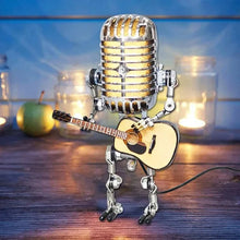 Load image into Gallery viewer, Vintage Metal Microphone Robot With Guitar Lamp