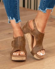 Load image into Gallery viewer, Women's Leather Platform Wedge Orthopedic Sandals