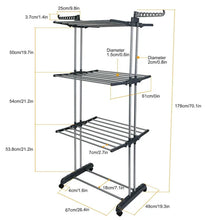 Load image into Gallery viewer, Foldable and Rolling Heavy Duty Clothes Drying Rack