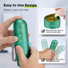 Load image into Gallery viewer, Aluminum 7 Days Portable Pill Organizer for Travel, Pill Box Pill Container