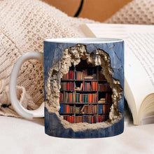 Load image into Gallery viewer, 3D Library Bookshelf Mug, Coffee Mugs Gift for Book Lovers