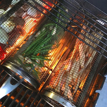 Load image into Gallery viewer, Stainless Steel Rolling BBQ Grill Basket