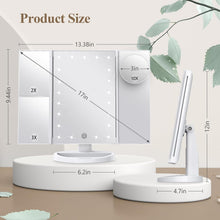 Load image into Gallery viewer, Tri-Fold Led Makeup Mirror With Light