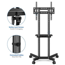 Load image into Gallery viewer, Rolling Tv Stand Mobile Cart With Shelf