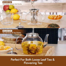 Load image into Gallery viewer, Blooming And Loose Leaf 1000ml Glass Teapot With Removable Infuser
