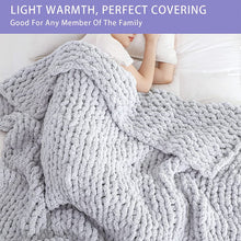 Load image into Gallery viewer, Chenille Chunky Knitted Blanket, Thick Cable Knit Throw for Couch Bed Sofa