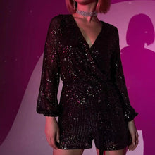 Load image into Gallery viewer, Sequin long-sleeved one-piece suit