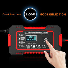 Load image into Gallery viewer, Car Battery Charger 12v 6a Pulse Repair LCD Display