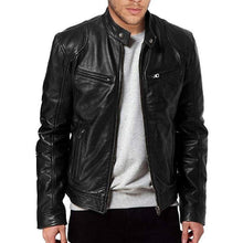Load image into Gallery viewer, Leather Biker Collar Jacket