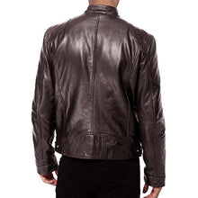 Load image into Gallery viewer, Leather Biker Collar Jacket