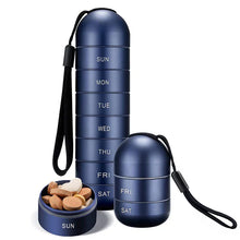 Load image into Gallery viewer, Aluminum 7 Days Portable Pill Organizer for Travel, Pill Box Pill Container