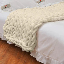 Load image into Gallery viewer, Chenille Chunky Knitted Blanket, Thick Cable Knit Throw for Couch Bed Sofa