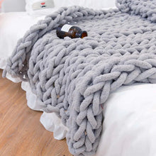 Load image into Gallery viewer, Chenille Chunky Knitted Blanket, Thick Cable Knit Throw for Couch Bed Sofa