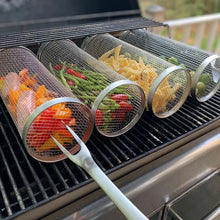 Load image into Gallery viewer, Stainless Steel Rolling BBQ Grill Basket