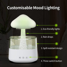 Load image into Gallery viewer, 2-in-1 Desk Light Humidifier Rain Cloud Aromatherapy Essential Oil Zen Diffuser & Raining Cloud Night Light Mushroom Lamp
