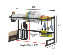 Load image into Gallery viewer, 34.6" Stainless Steel Black Dish Drying Rack Over Kitchen Sink, Dishes and Utensils Draining Shelf