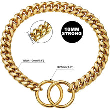 Load image into Gallery viewer, Dog Chain Collar, Black, Gold, Stainless Steel for Dogs Heavy Duty