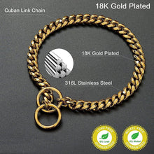 Load image into Gallery viewer, Dog Chain Collar, Black, Gold, Stainless Steel for Dogs Heavy Duty