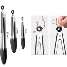 Load image into Gallery viewer, Silicone Kitchen Tongs (3-piece Set)