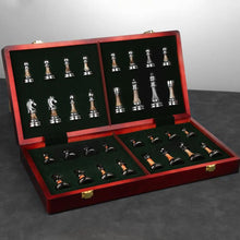 Load image into Gallery viewer, Luxurious Metal Chess Set With A Large 45 Cm Wooden Board
