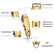 Load image into Gallery viewer, Professional Hair Clippers for men gold Set | Gold Hair Clippers Cordless