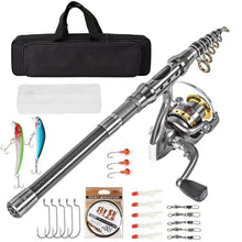 Load image into Gallery viewer, Carbon Fiber Telescopic Fishing Rod Pole Reel Combo Sea Saltwater Freshwater