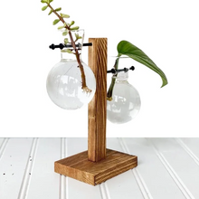 Load image into Gallery viewer, Wooden Frame Hydroponic Plant Vase
