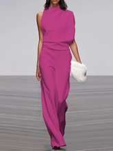 Load image into Gallery viewer, Women's round-neck, sleeveless jumpsuit with flared legs