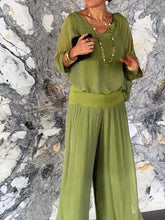 Load image into Gallery viewer, Elegant two-piece wide-leg chiffon pants