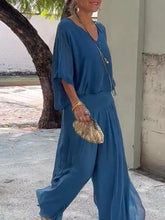 Load image into Gallery viewer, Elegant two-piece wide-leg chiffon pants