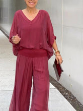 Load image into Gallery viewer, Elegant two-piece wide-leg chiffon pants