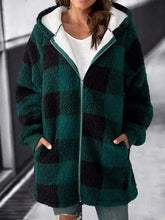 Load image into Gallery viewer, Women Oversized Hoodie Plaid Loose Overcoat