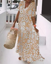 Load image into Gallery viewer, Long Dress With Short Sleeves and Print