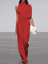 Load image into Gallery viewer, Women's round-neck, sleeveless jumpsuit with flared legs