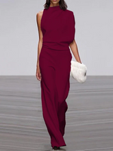 Load image into Gallery viewer, Women's round-neck, sleeveless jumpsuit with flared legs