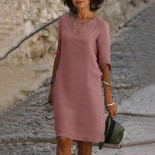 Load image into Gallery viewer, V-Neck Three-Quarter Sleeve Dress