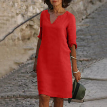 Load image into Gallery viewer, V-Neck Three-Quarter Sleeve Dress