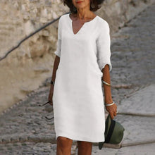 Load image into Gallery viewer, V-Neck Three-Quarter Sleeve Dress
