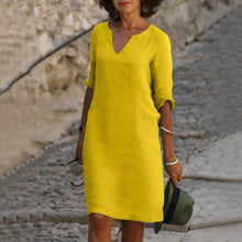 Load image into Gallery viewer, V-Neck Three-Quarter Sleeve Dress