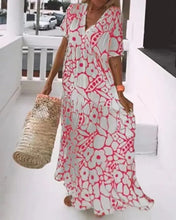 Load image into Gallery viewer, Long Dress With Short Sleeves and Print