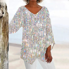 Load image into Gallery viewer, Women's vintage V-neck top with elegant fit
