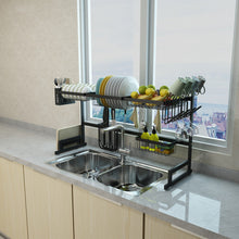 Load image into Gallery viewer, 34.6" Stainless Steel Black Dish Drying Rack Over Kitchen Sink, Dishes and Utensils Draining Shelf