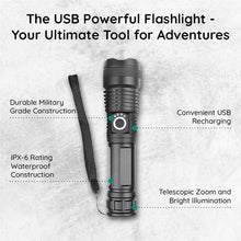 Load image into Gallery viewer, USB Powerful Flashlight Torch