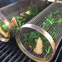 Load image into Gallery viewer, Stainless Steel Rolling BBQ Grill Basket