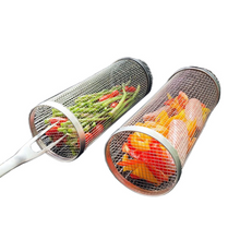 Load image into Gallery viewer, Stainless Steel Rolling BBQ Grill Basket