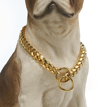 Load image into Gallery viewer, Dog Chain Collar, Black, Gold, Stainless Steel for Dogs Heavy Duty