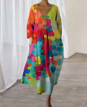 Load image into Gallery viewer, Colorful printed dress with V-neckline
