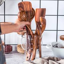 Load image into Gallery viewer, Premium Natural Teak Wood Kitchen Utensils – Eco-Friendly, Non-Toxic Cooking Spoons, Cookware for Home Everyday Use