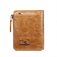 Load image into Gallery viewer, Men’s RFID Blocking Wallet with Zipper Multi Credit Card Holder Khaki + Brown + Black